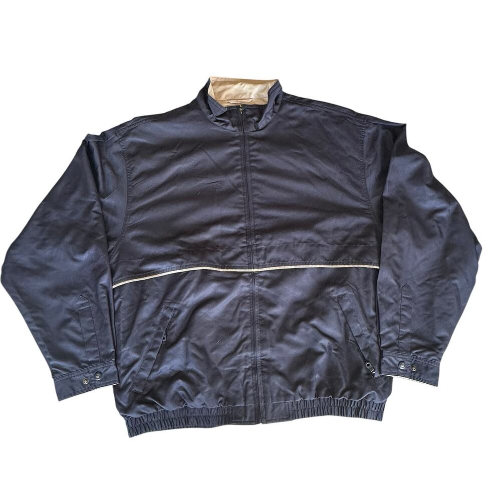 Mens Coat Size Large Outdoor Golf Jacket Navy Beige Windbreaker Brand New NWT
